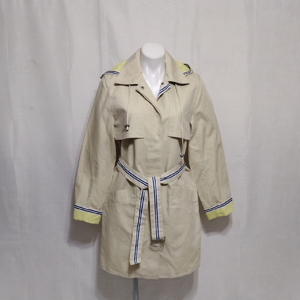 NEW Dennis Basso Hooded Raincoat Trench Coat S Lightweight Spring Fall Jacket